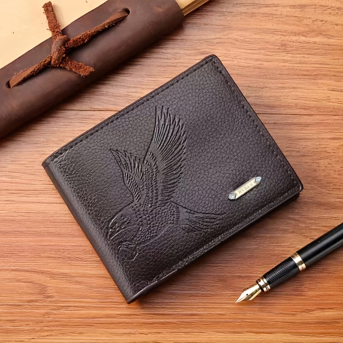 BLACK EAGLE FAUX LEATHER WALLET B+F 8