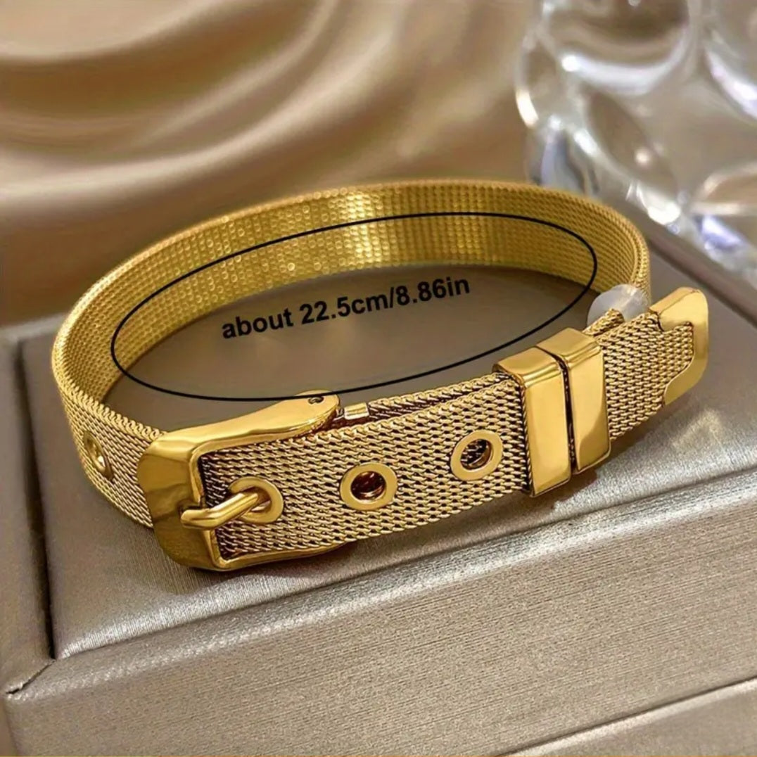 GOLDEN BELT BUCKLE BRACELET BLING8UK