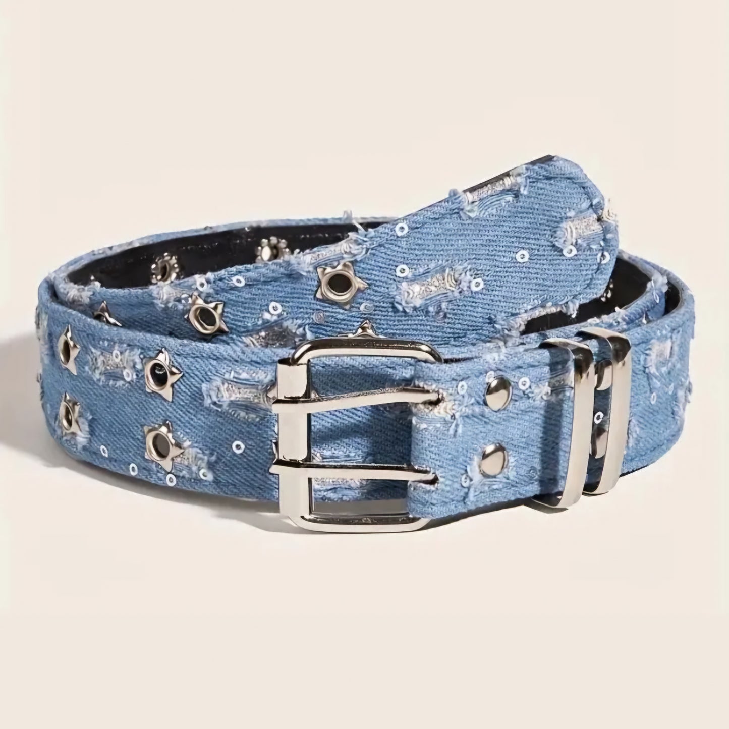 DENIM PUNK HOLLOWED PIN BUCKLE B+F 8