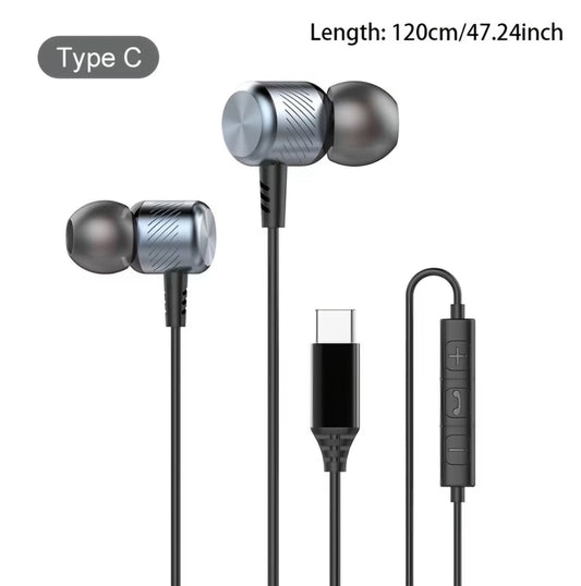 GREY WIRED TYPE C HEADPHONE B+F 8