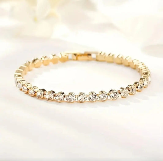 GOLD TENNIS BRACELET BLING8UK