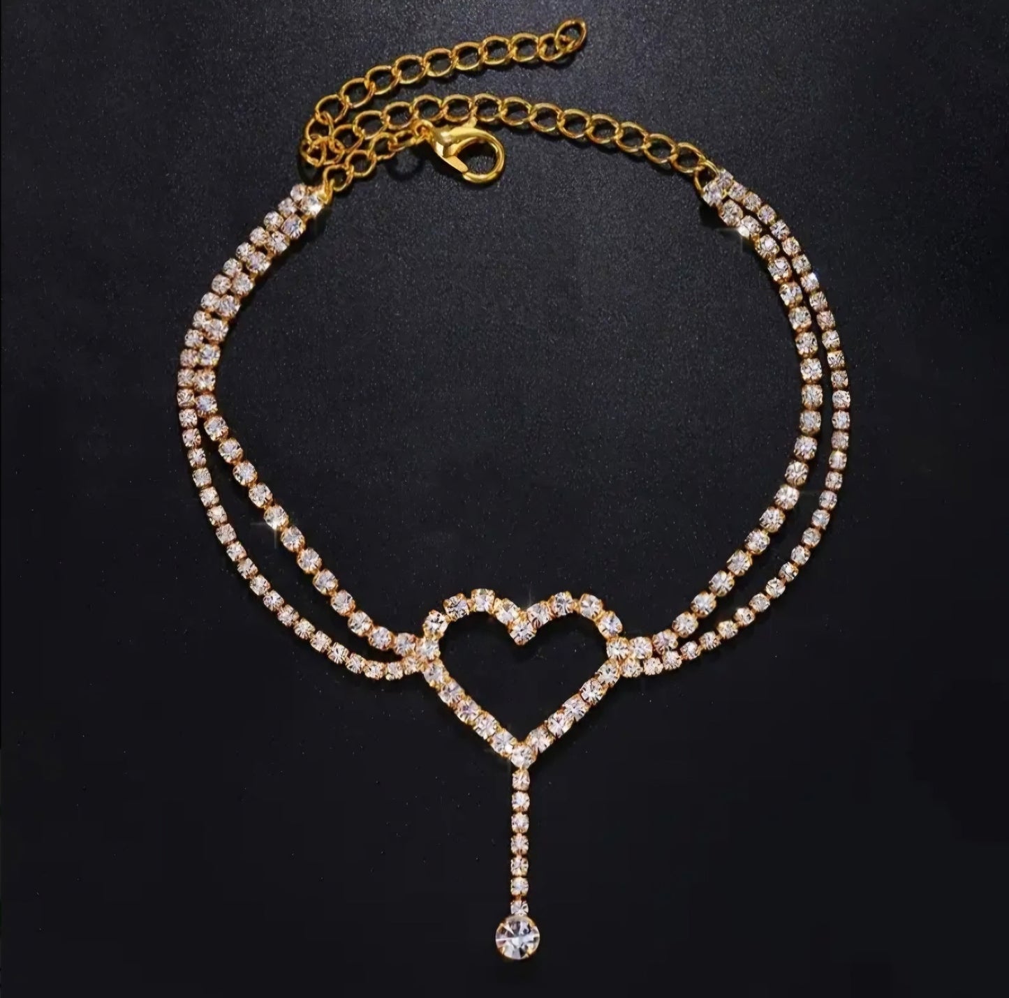 RINGSTONE HEART ANKLET GOLDEN BLING8UK