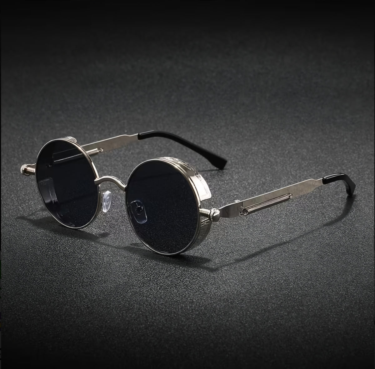 SILVER RETRO STEAMPUNK SUNGLASSES B+F 8