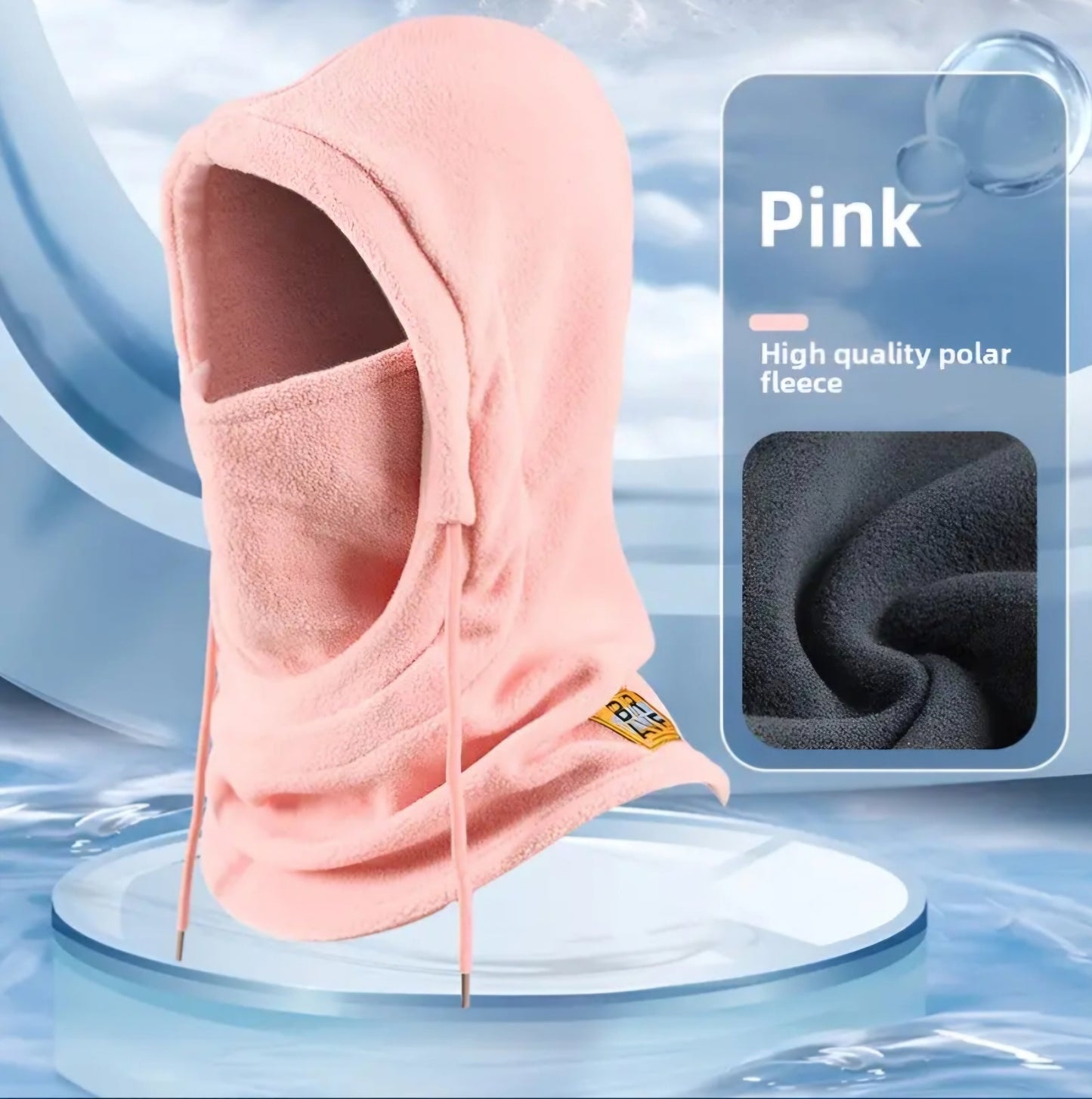 PINK FULL COVERAGE BALACLAVA HOOD BLING8UK