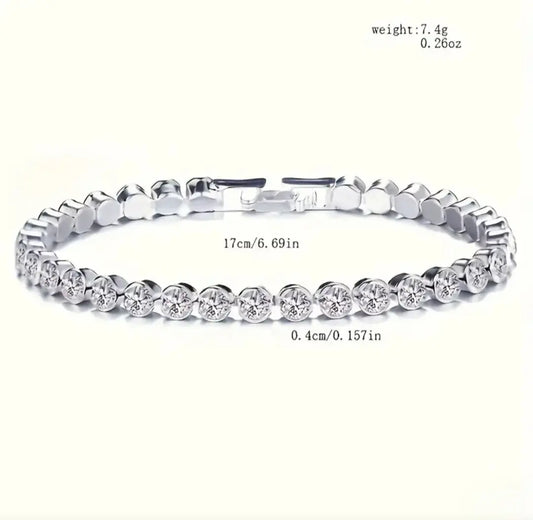 SILVER TENNIS BRACLET BLING8UK