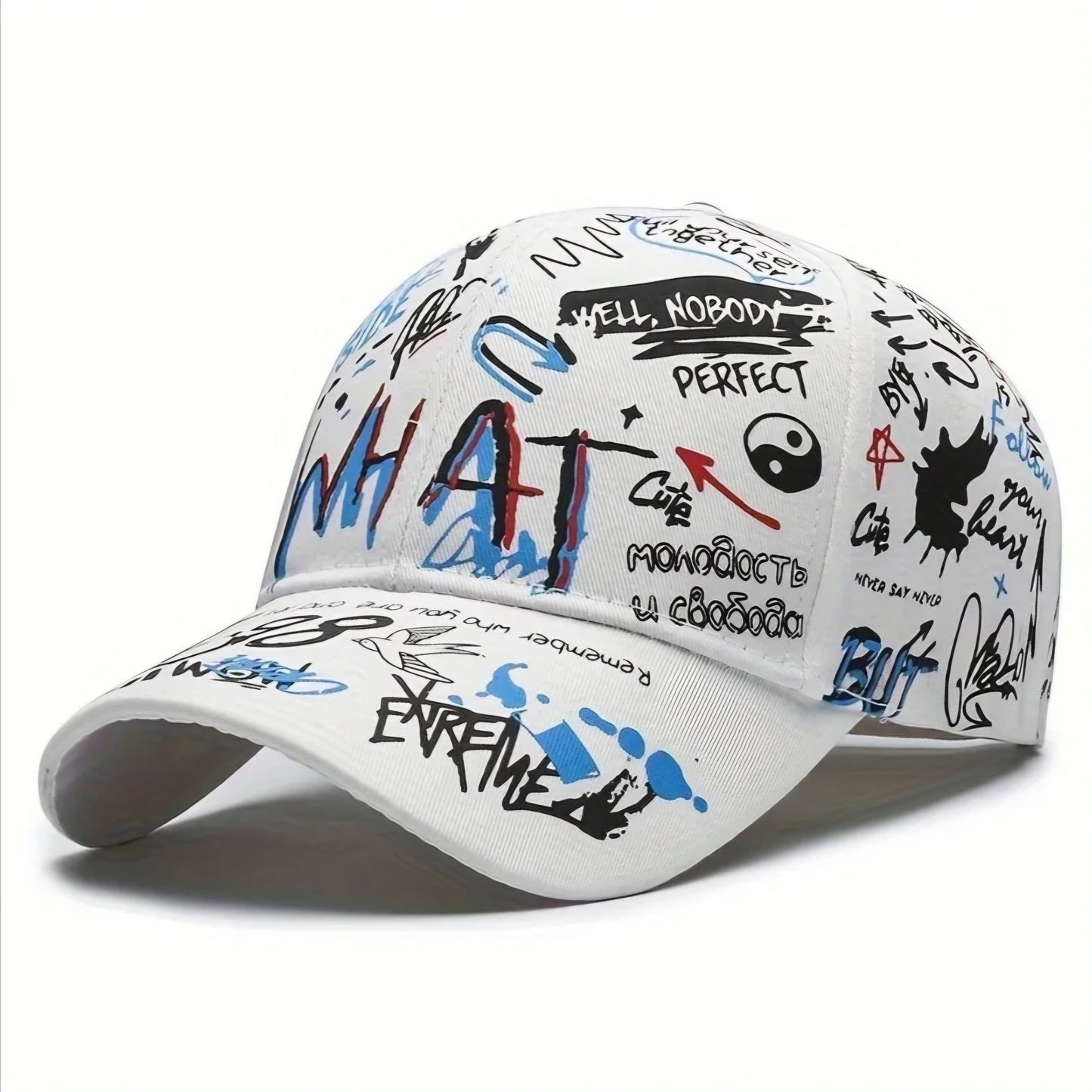 WHITE GRAFFITI HIP-HOP CAP B+F 8