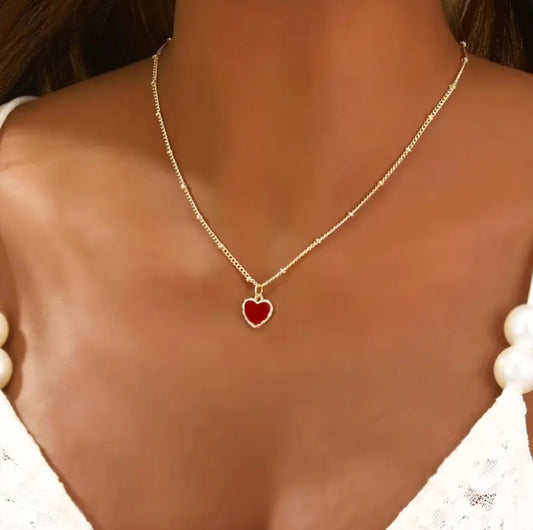 RED HEART NECKLACE BLING8UK