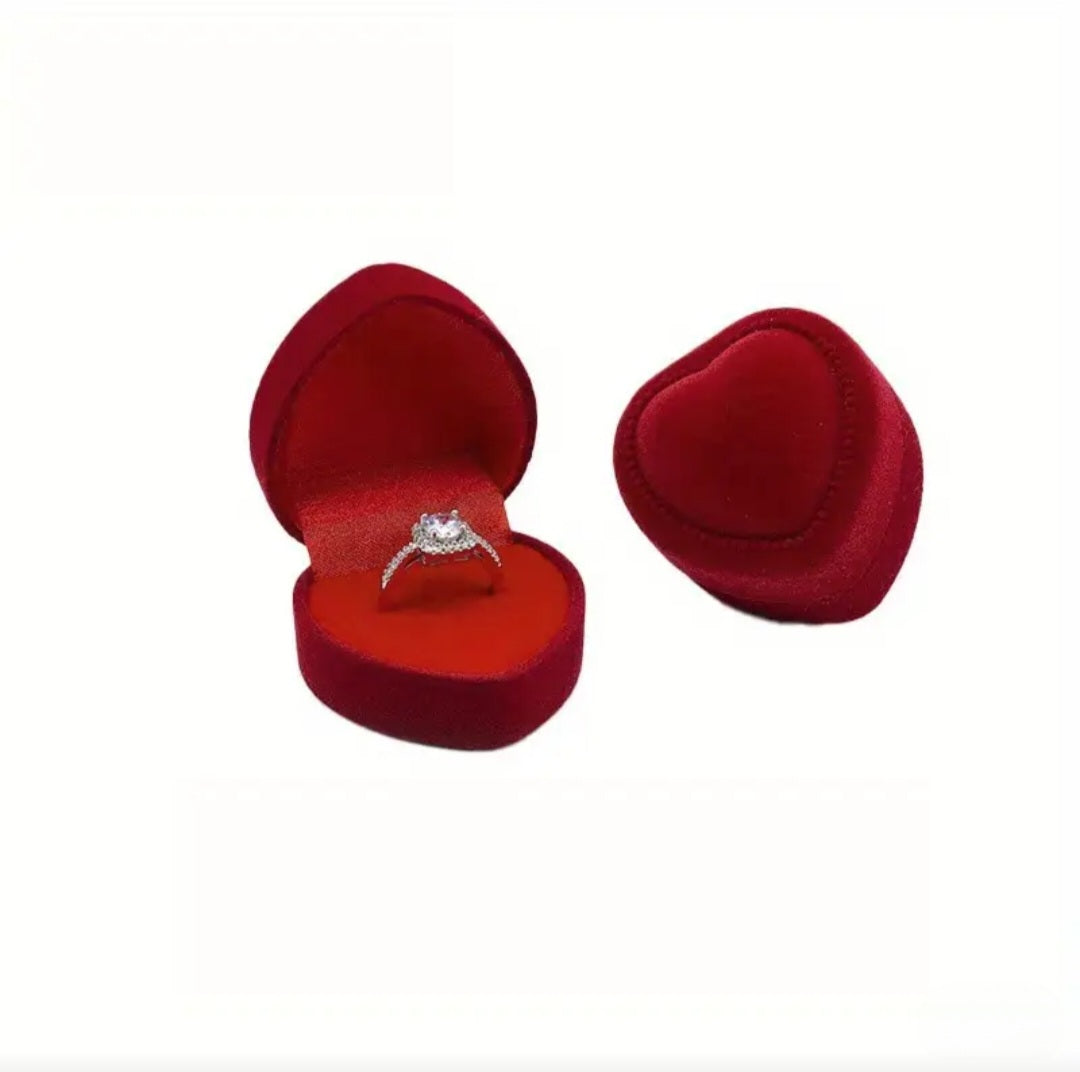 RED LOVE HEART RING BOX BLING8UK