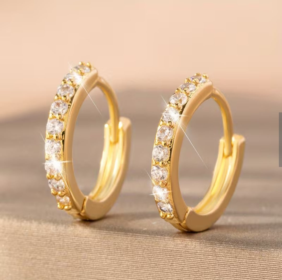 DIAMOND ROW HOOP EARRINGS B+F 8