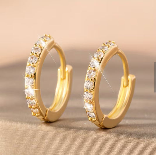 DIAMOND ROW HOOP EARRINGS B+F 8