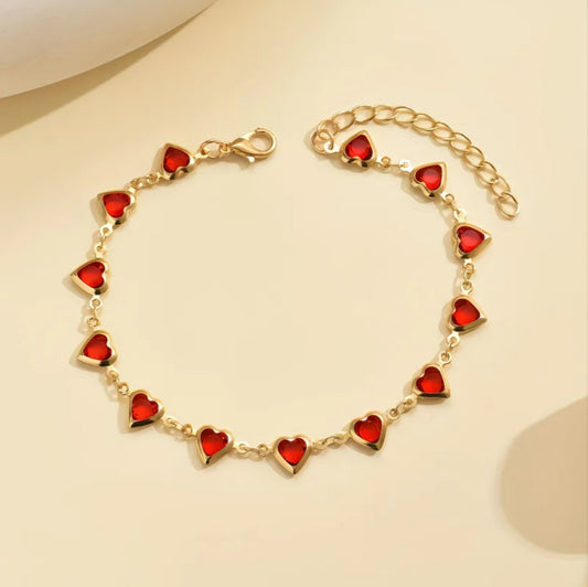 RED HEART-EDGED ANKLET B+F 8
