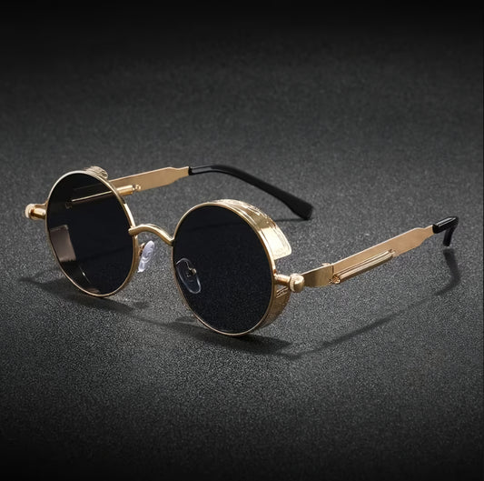GOLD RETRO STEAMPUNK SUNGLASSES B+F 8