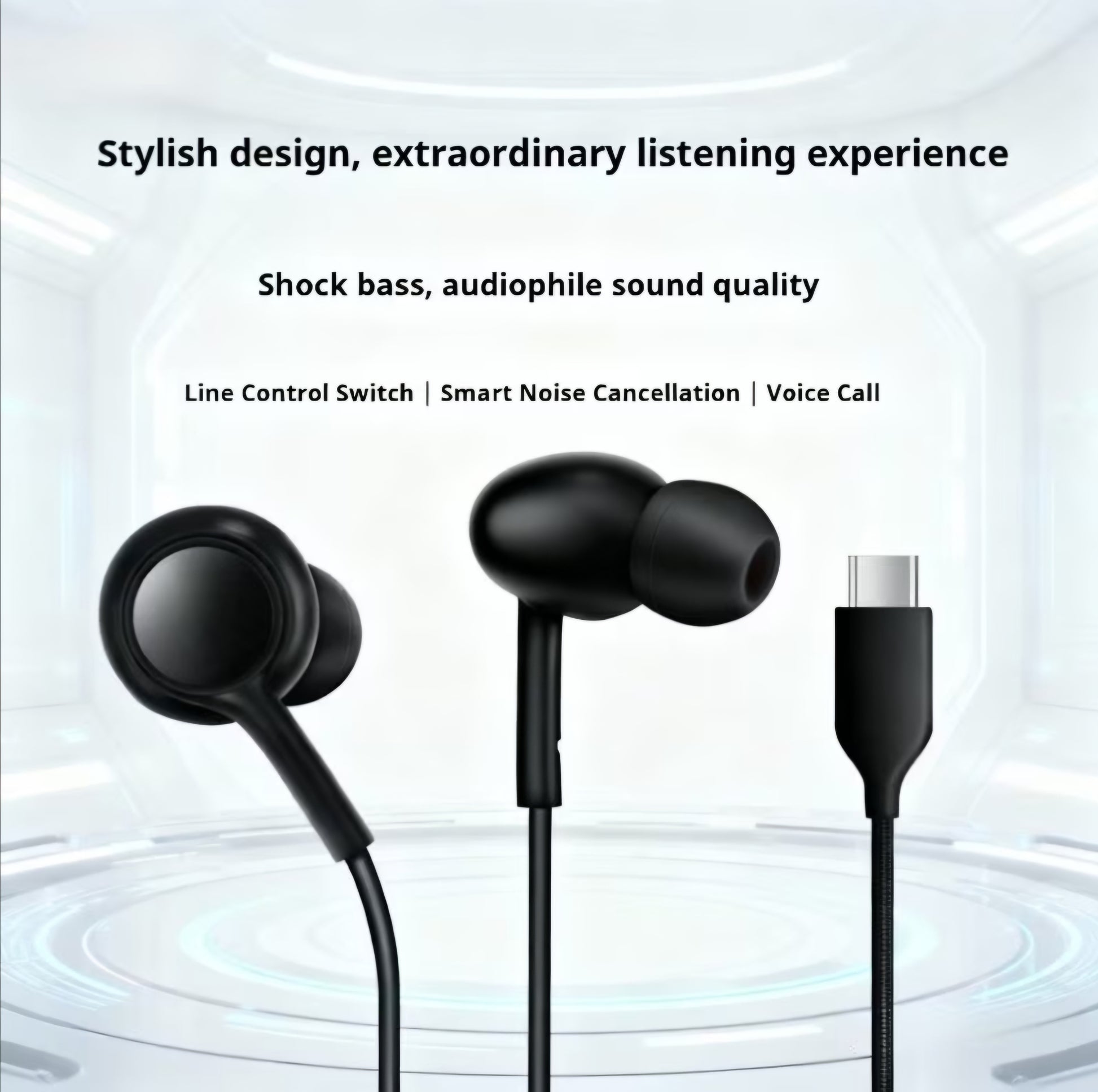 WIRED C-TYPE BLACK HEADPHONE B+F 8