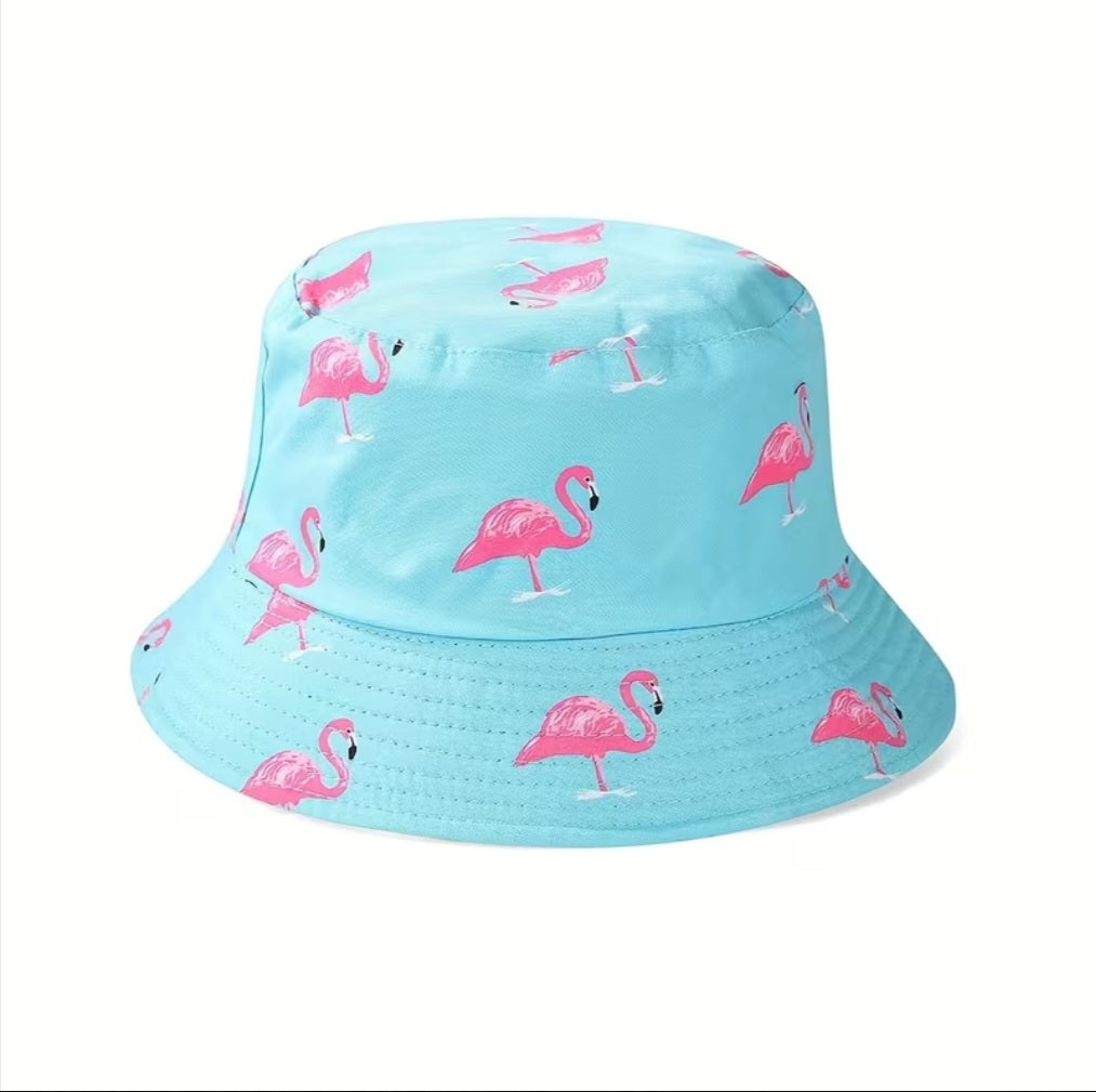 BLUE & PINK FLAMINGO BUCKET HAT B+F 8