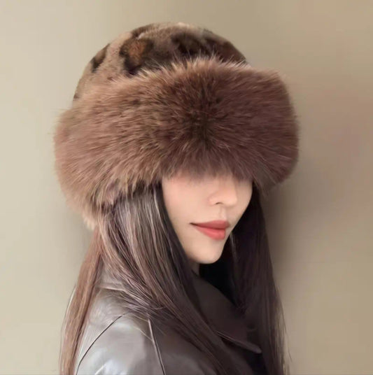 BROWN LEOPARD PRINT LUXURY HAT BLING8UK