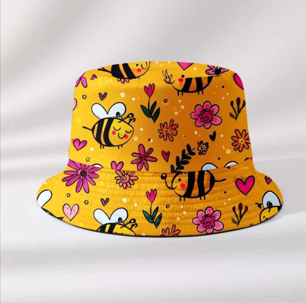 YELLOW BUZZY BEE BUCKET HAT B+F 8