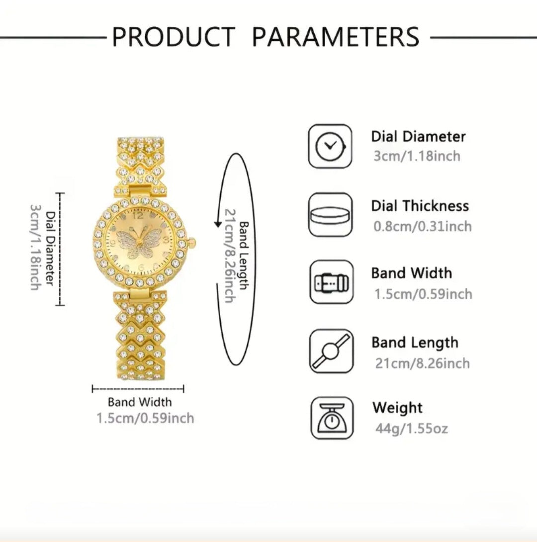BUTTERFLY WATCH & BRACELET SET BLING8UK