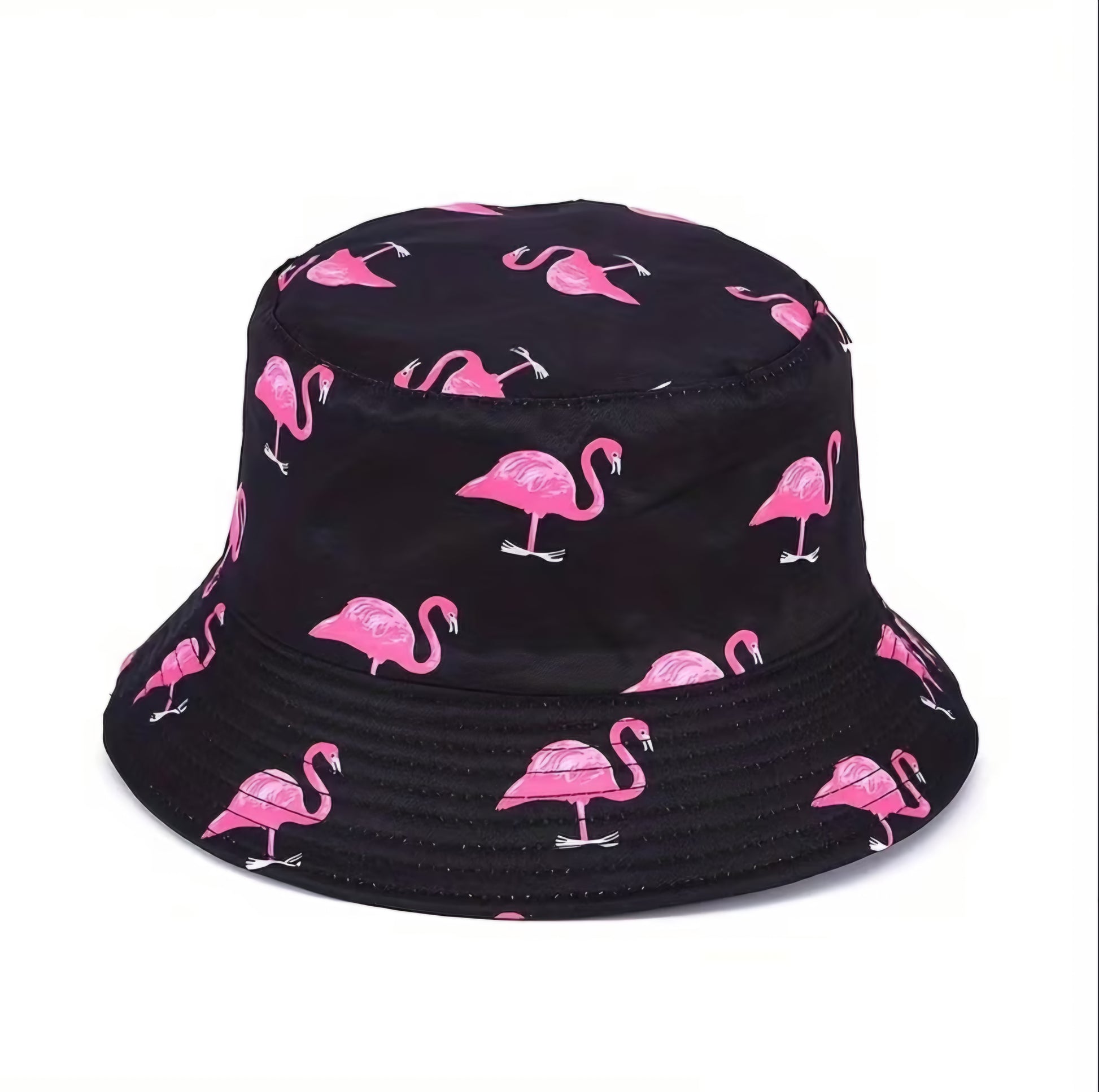 BLACK & PINK FLAMINGO BUCKET HAT B+F 8