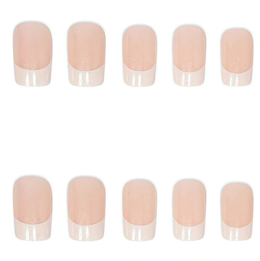 NUDE WITH WHITE TIP NAILS 24PCS B+F 8