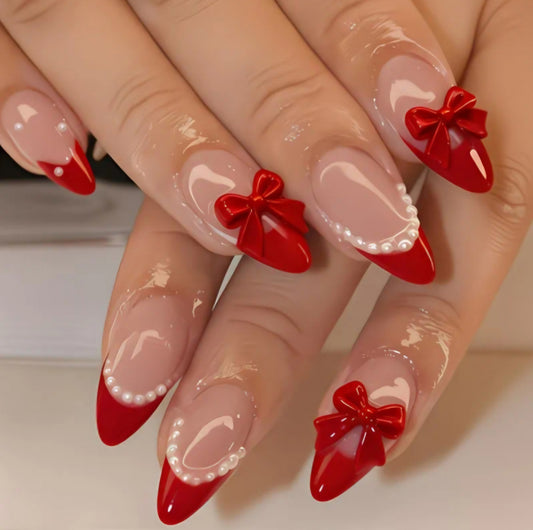 3D RED BOWKNOT NAILS B+F 8