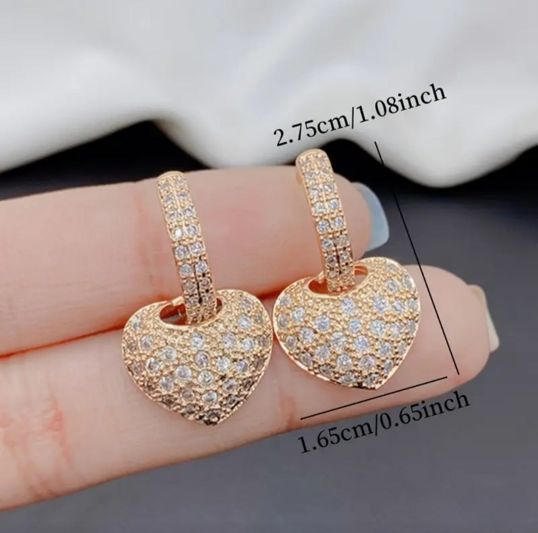 GOLDEN LOVE HEART EARRINGS BLING8UK