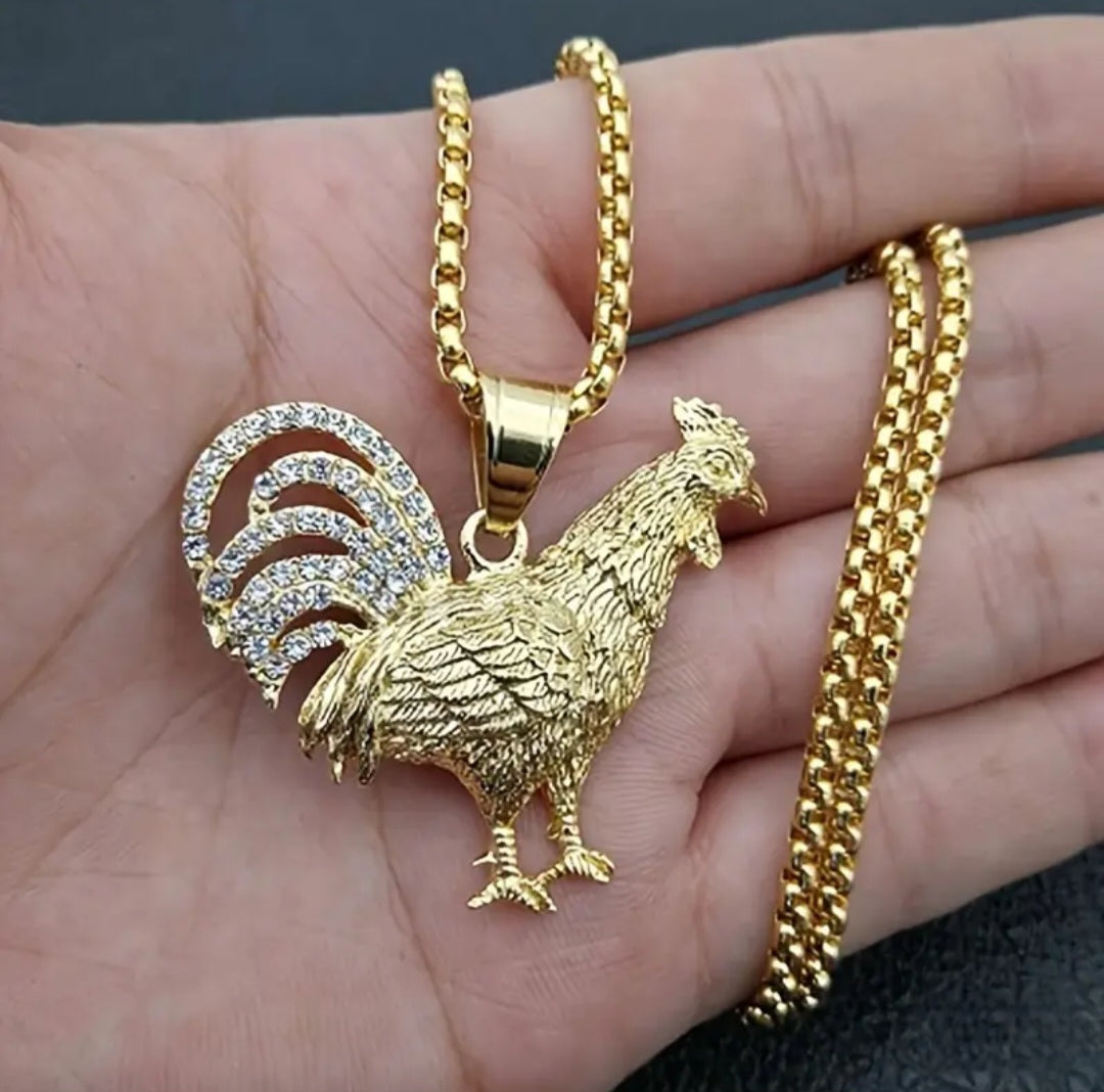 GOLDEN ROOSTER NECKLACE BLING8UK