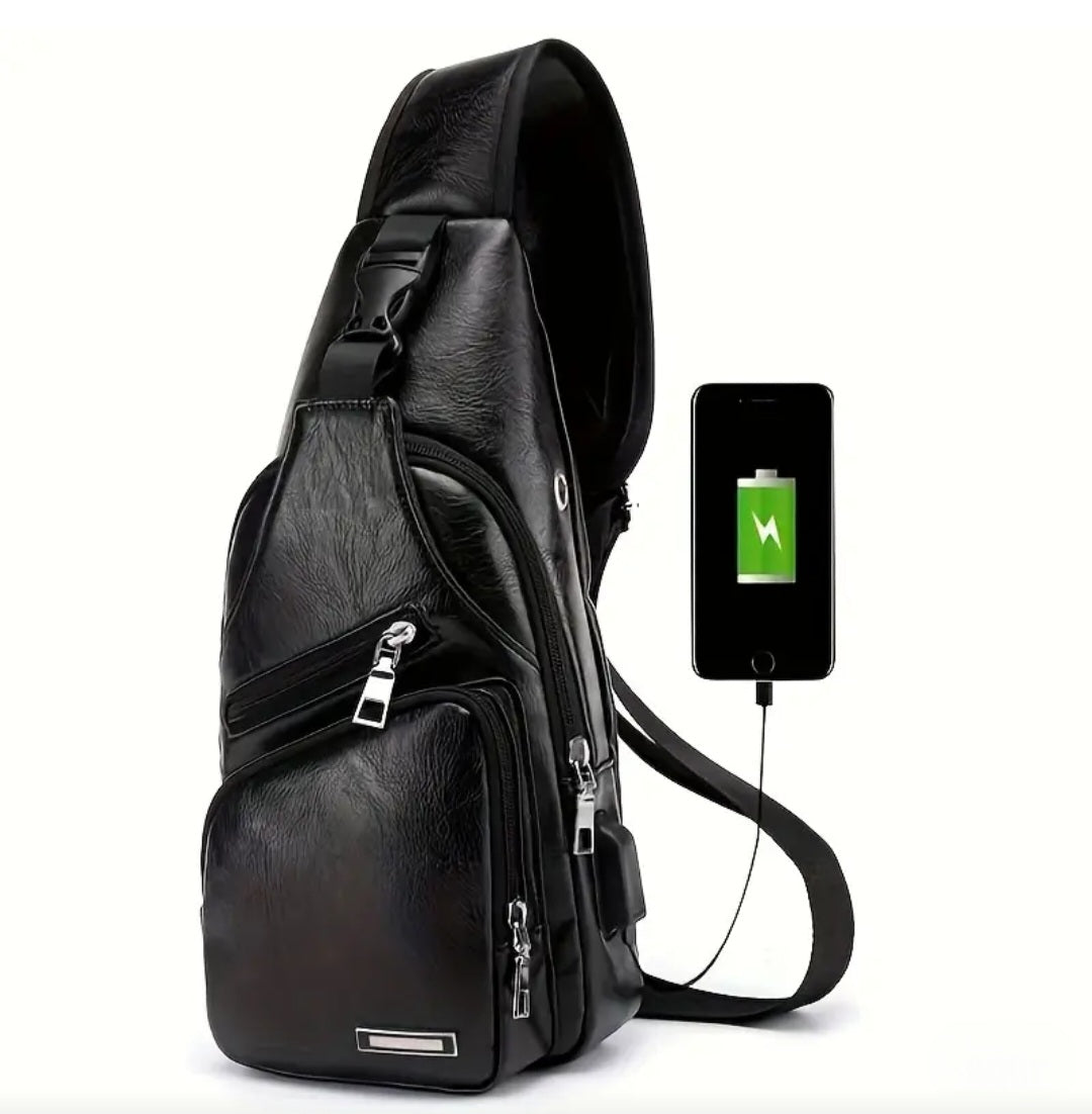 BLACK LUXURY LEATHER BAG BLING8UK