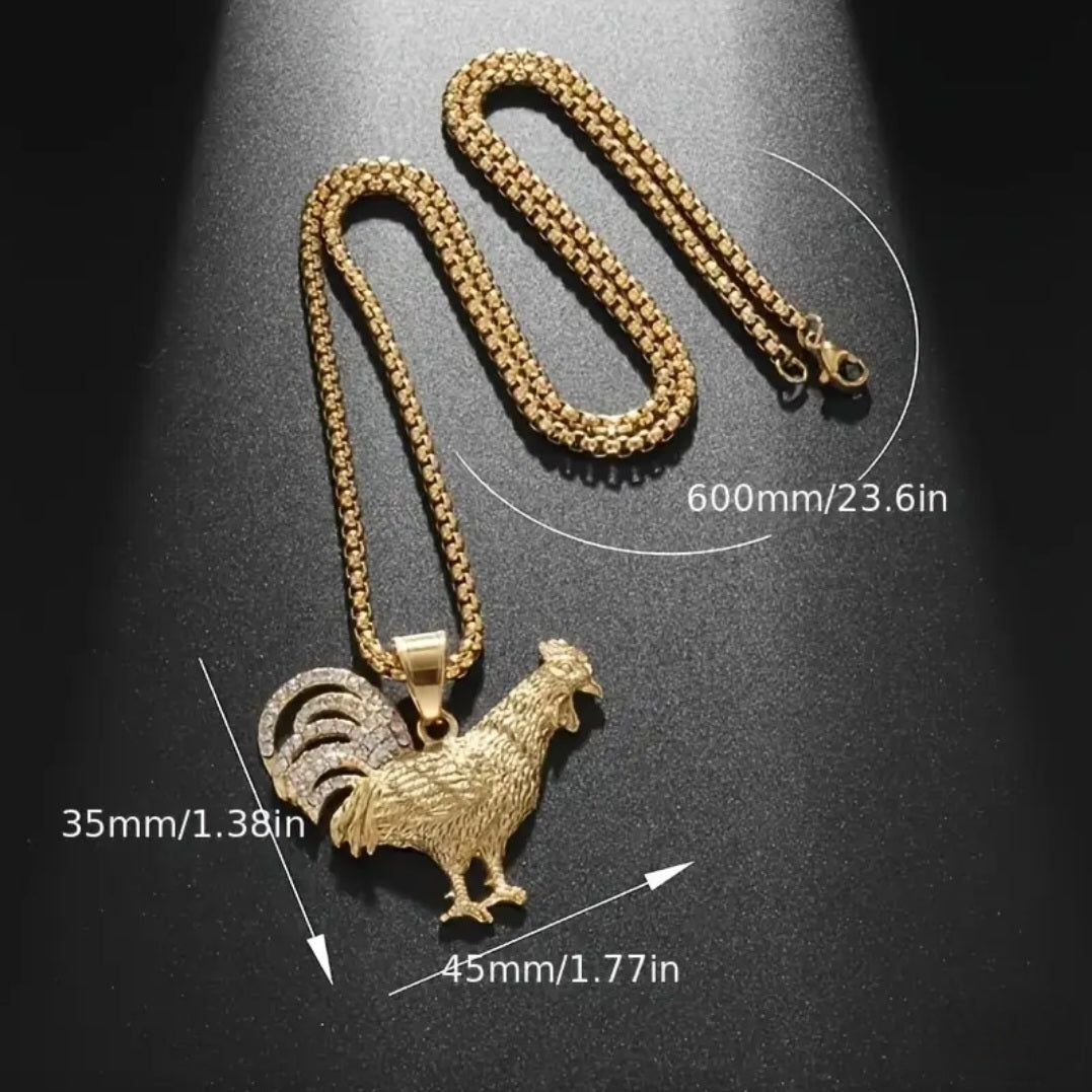 GOLDEN ROOSTER NECKLACE BLING8UK