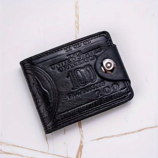 BLACK 100 DOLLAR BILL DESIGN WALLET B+F 8