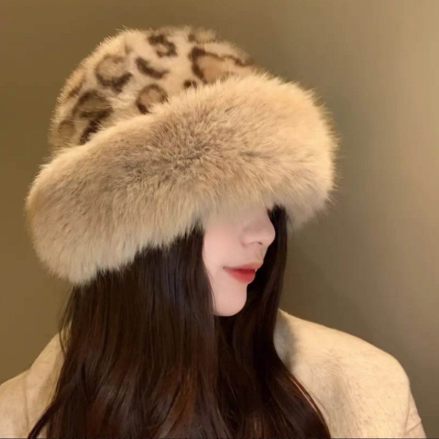 BEIGE LEOPARD PRINT LUXURY HAT BLING8UK