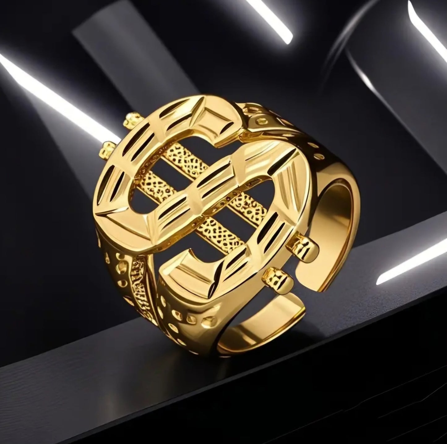 GOLDEN DOLLAR RING BLING8UK