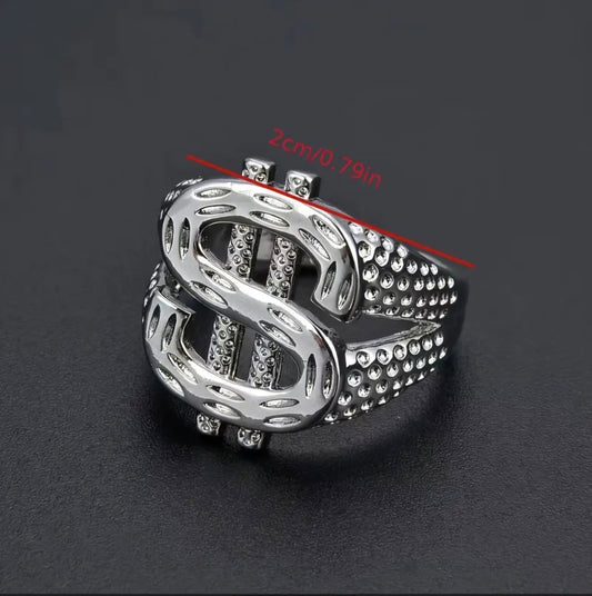 SILVER DOLLAR RING BLING8UK