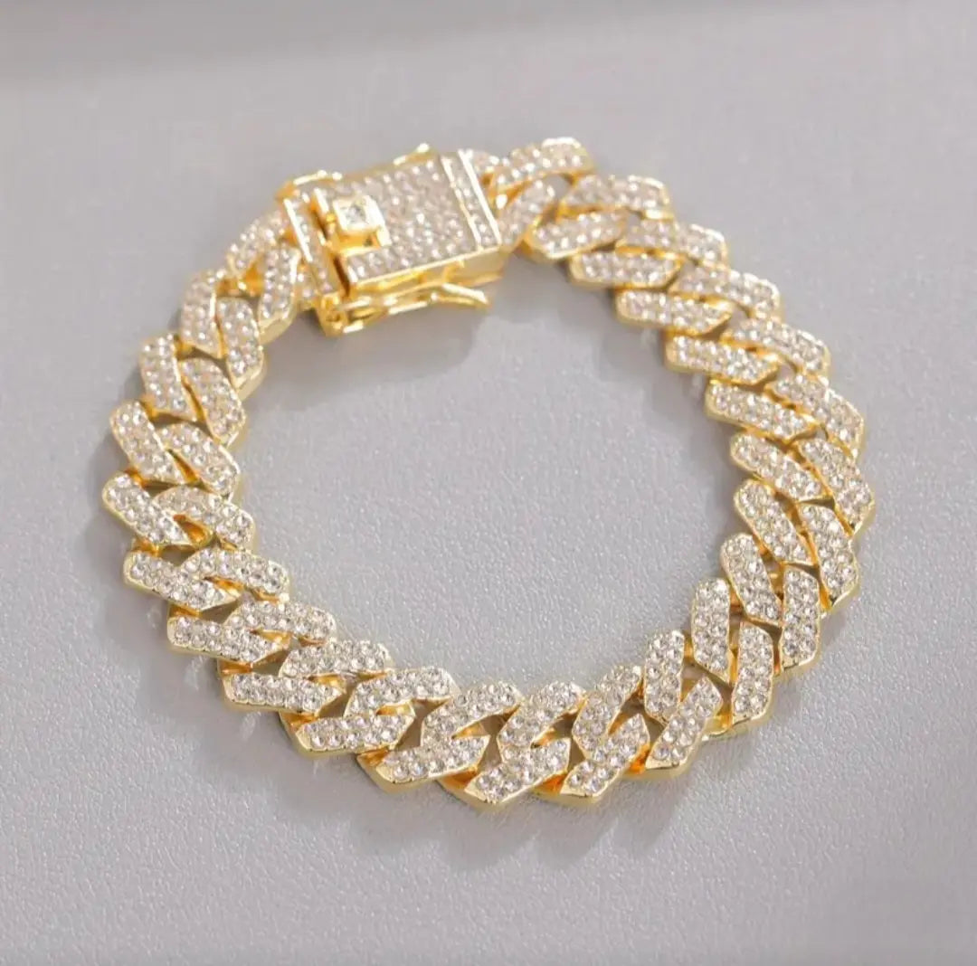 ICED OUT GOLD ROLLER STYLE BRACELET BLING8UK