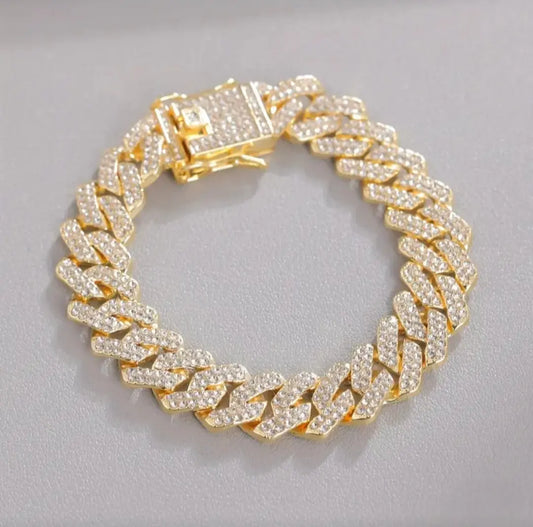 ICED OUT GOLD ROLLER STYLE BRACELET BLING8UK