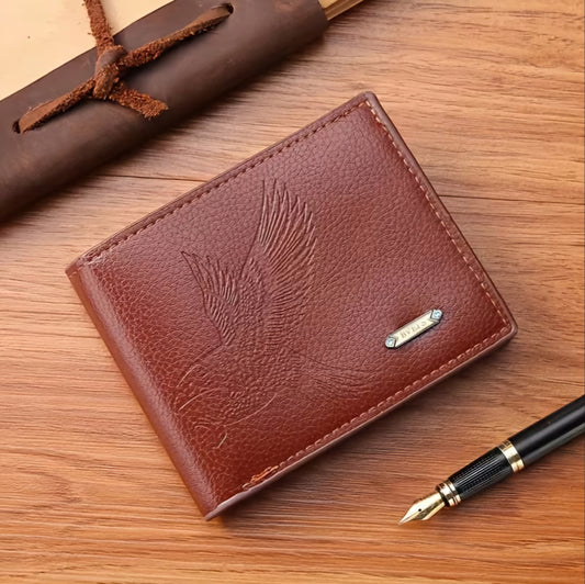 BROWN EAGLE FAUX LEATHER WALLET B+F 8