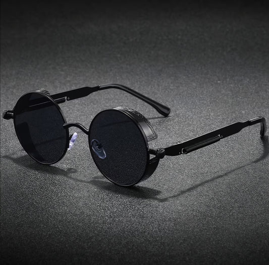 BLACK RETRO STEAMPUNK SUNGLASSES B+F 8