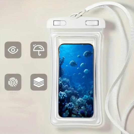 WATERPROOF MOBILE PHONE TRAVEL CASE WHITE B+F 8