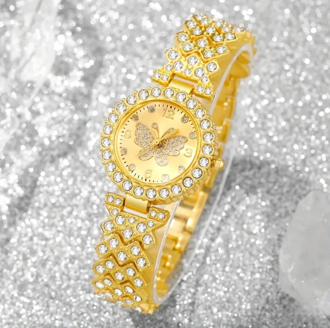 BUTTERFLY WATCH & BRACELET SET BLING8UK