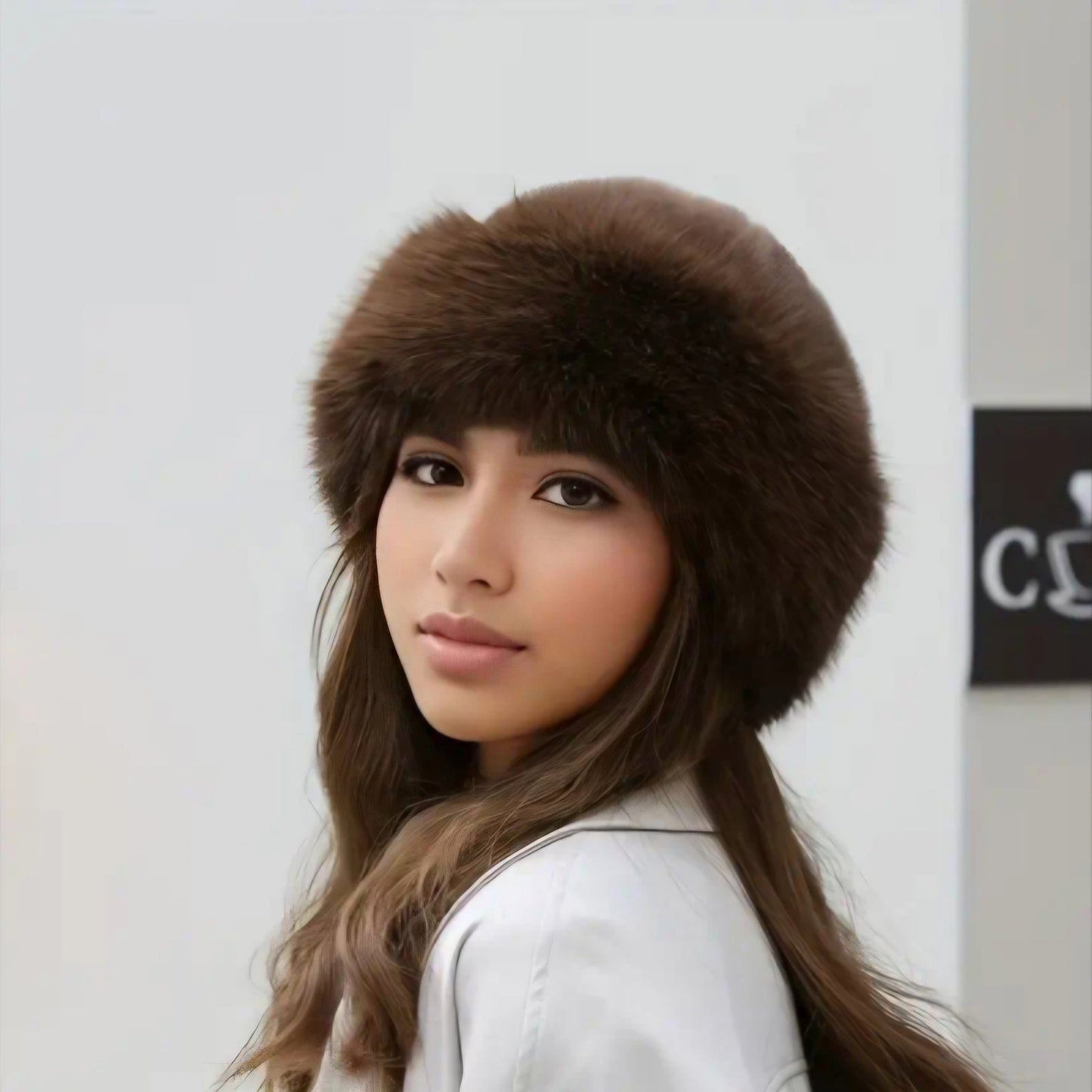 BROWN LUXURIOUS FUR HAT BLING8UK