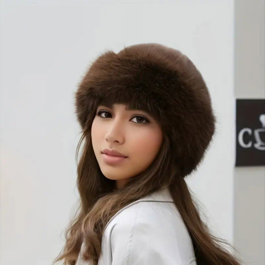 BROWN LUXURIOUS FUR HAT BLING8UK