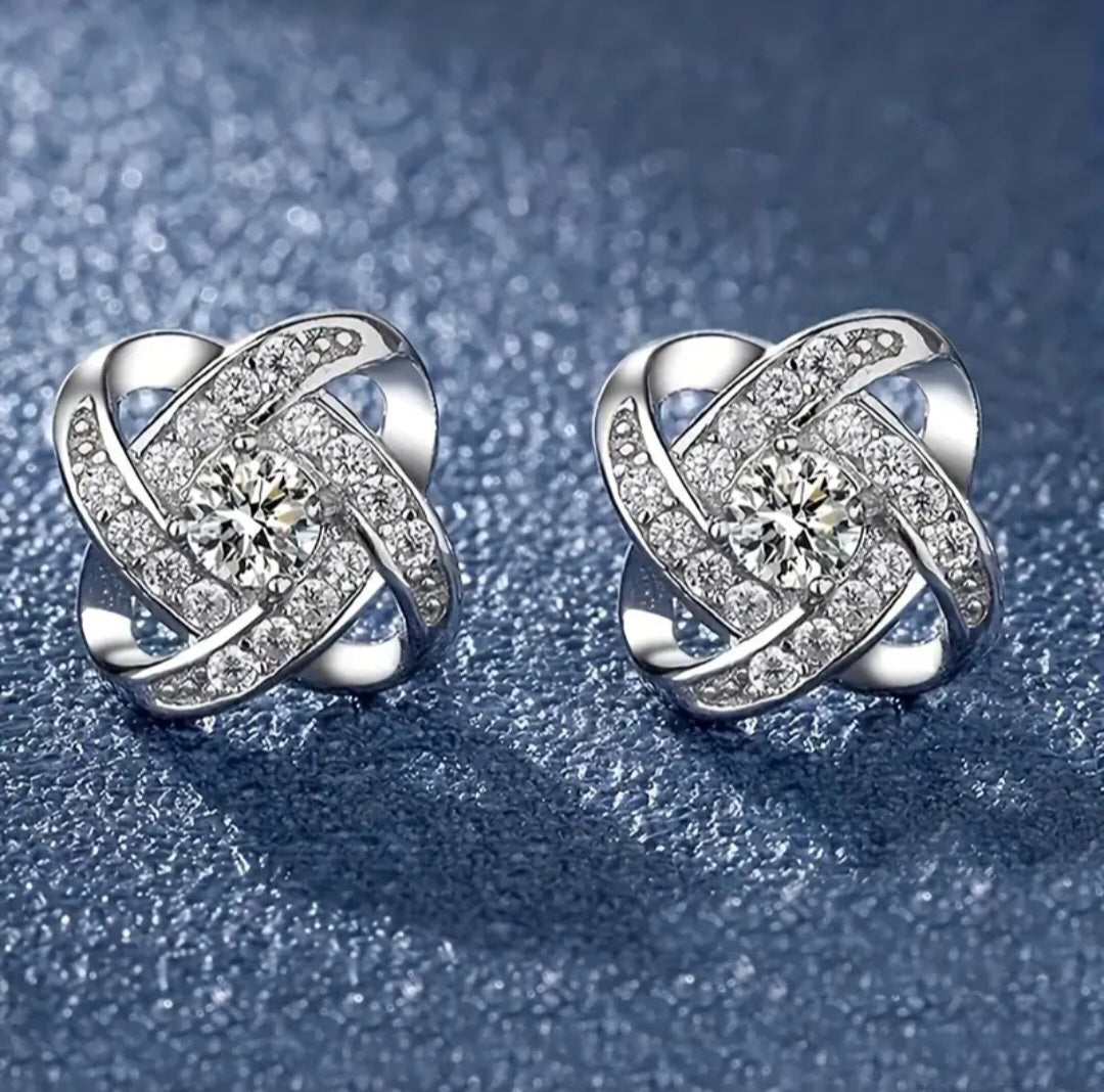 SILVER RINGSTONE STUD EARRINGS BLING8UK