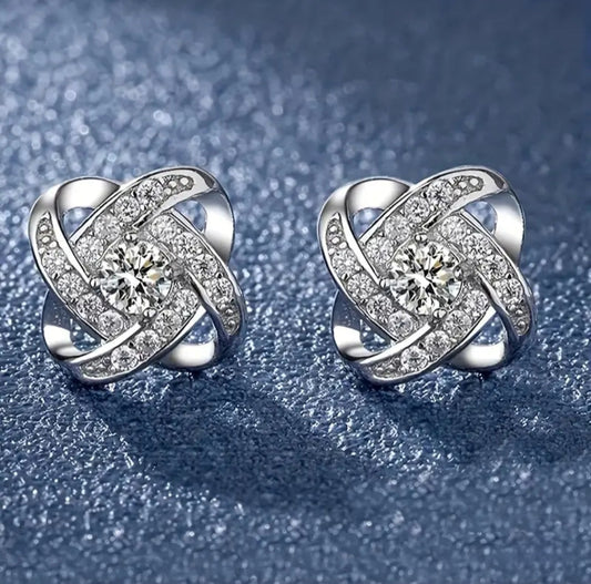 SILVER RINGSTONE STUD EARRINGS BLING8UK