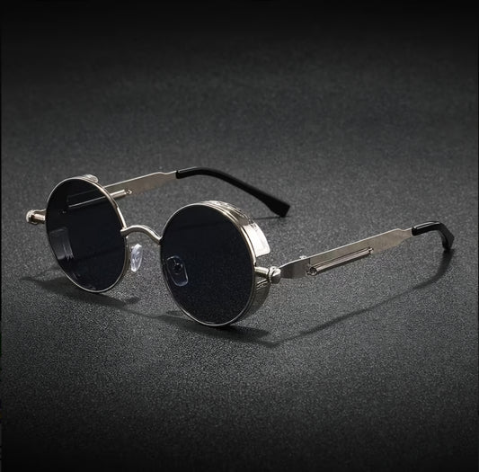 SILVER RETRO STEAMPUNK SUNGLASSES B+F 8