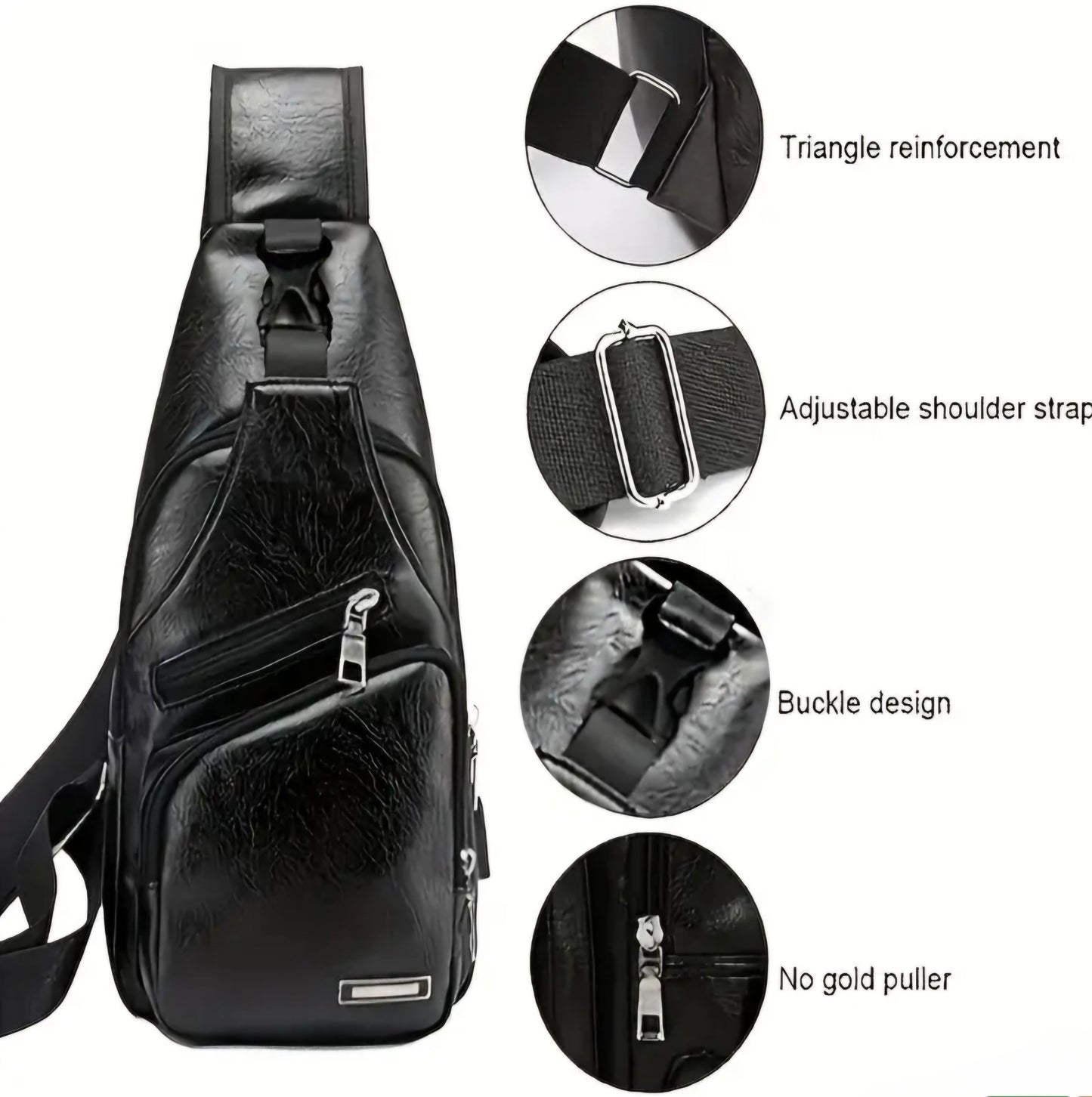 BLACK LUXURY LEATHER BAG BLING8UK