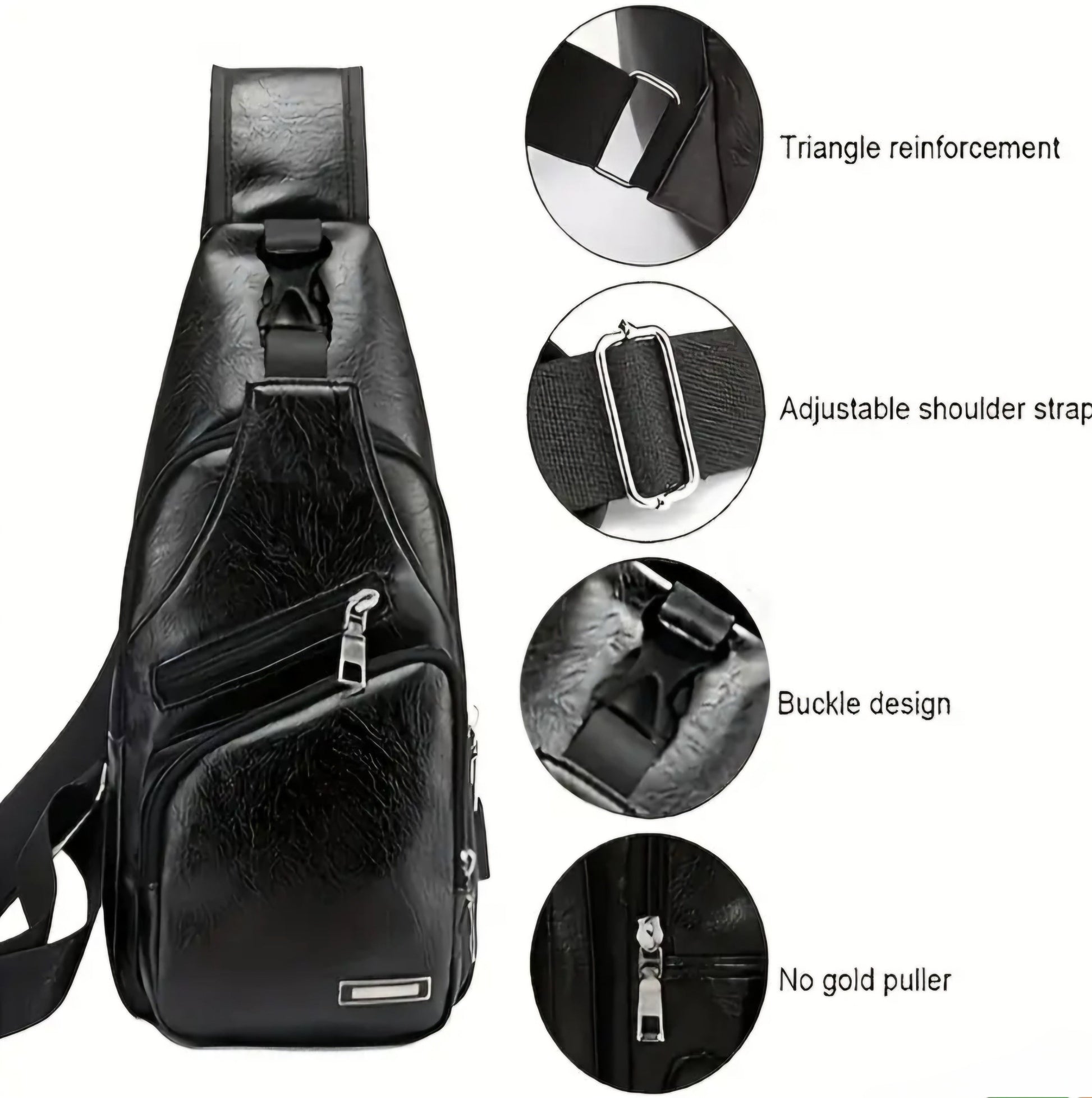 BLACK LUXURY LEATHER BAG BLING8UK