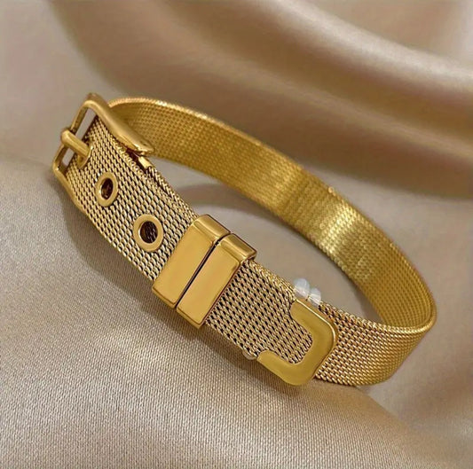 GOLDEN BELT BUCKLE BRACELET BLING8UK