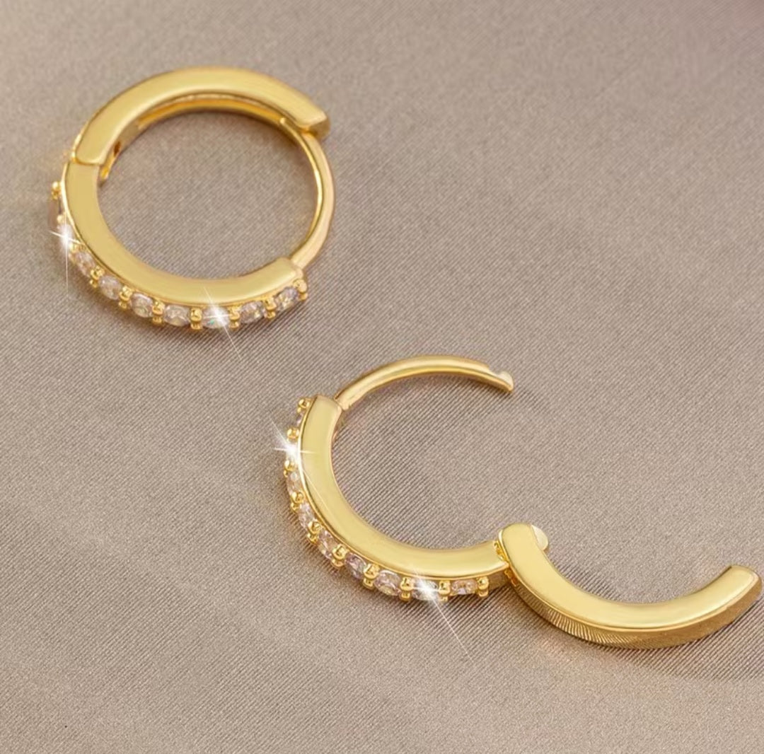 DIAMOND ROW HOOP EARRINGS B+F 8
