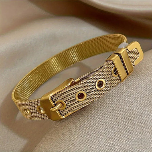 GOLDEN BELT BUCKLE BRACELET BLING8UK