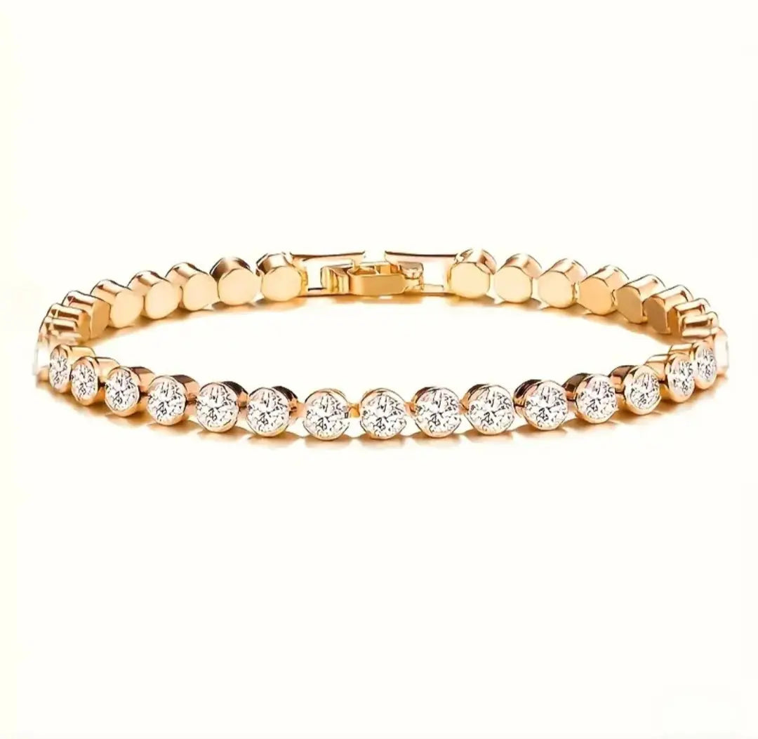 GOLD TENNIS BRACELET BLING8UK