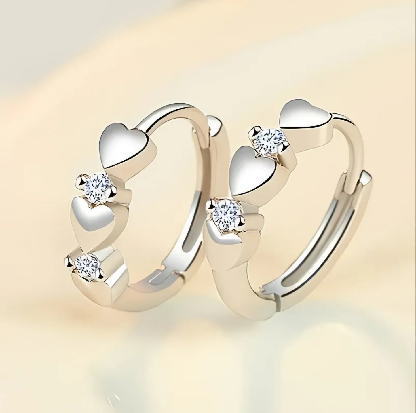 HEART SHAPED ZIRCONIA EARRINGS B+F 8